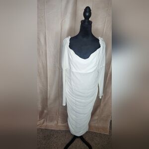 Boohoo White Long Sleeve Dress